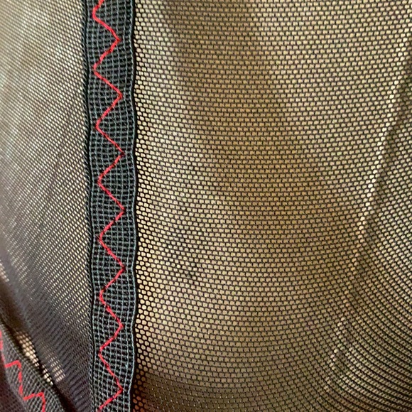 Black Mesh and Red Stitching Bodysuit - Picture 5 of 6